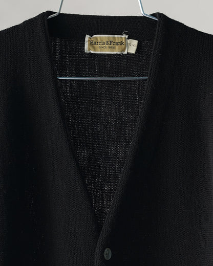 70's Harris & Frank Black Wool Cardigan - XL