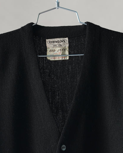 70's Robinson's Black Wool Cardigan - XXL