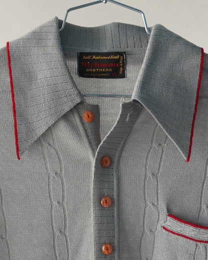 70's Gray Longsleeve Polo Shirt - XL