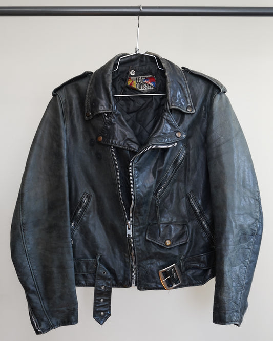 80's Faded Motorcycle Jacket - Medium