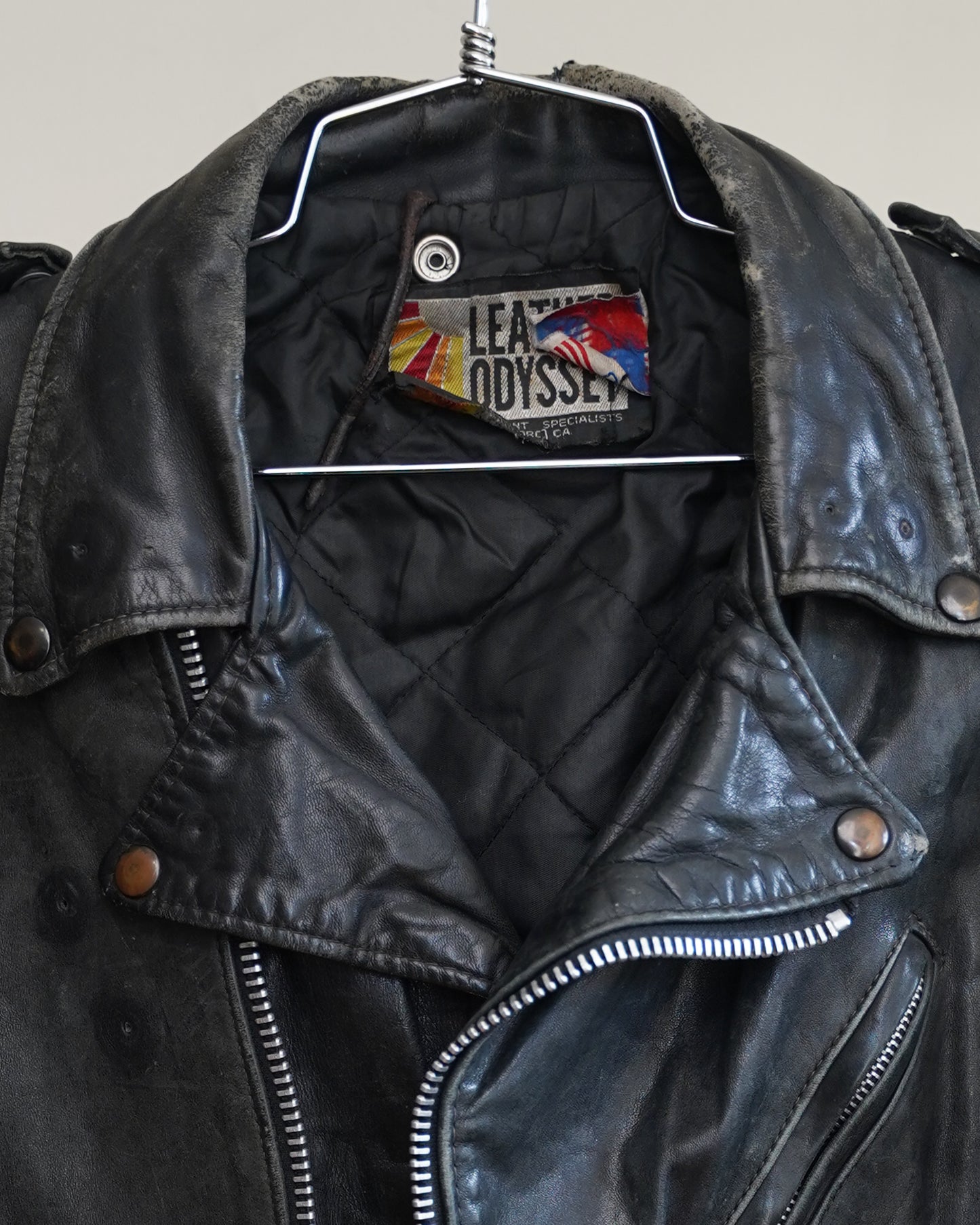 80's Faded Motorcycle Jacket - Medium