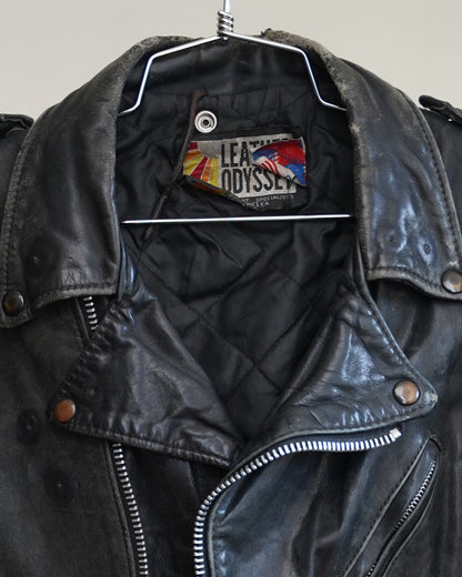 80's Faded Motorcycle Jacket - Medium