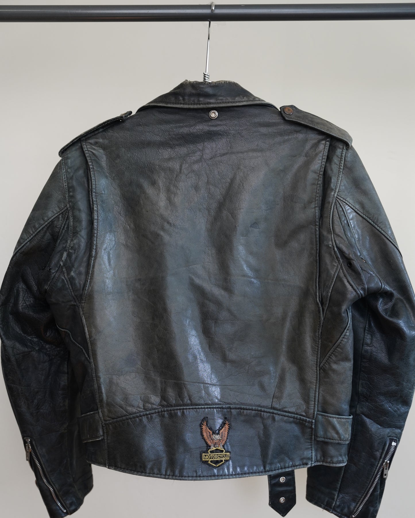 80's Faded Motorcycle Jacket - Medium