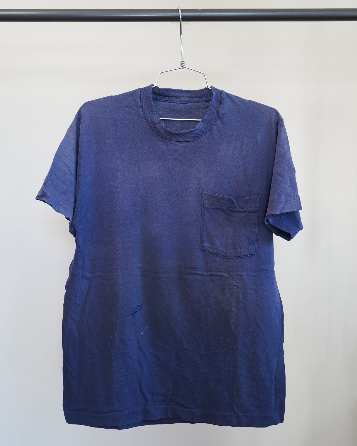 Filthy Ole Rags 70's Faded Navy Blue Tee - Brown Back Print (Large)