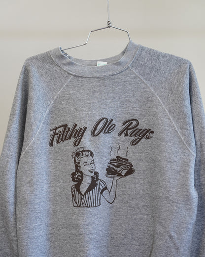 Filthy Ole Rags 80's Grey Sweatshirt - Brown Back Print (Large)