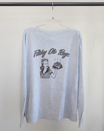 Filthy Ole Rags 90's Grey Thermal - Brown Back Print (XL)