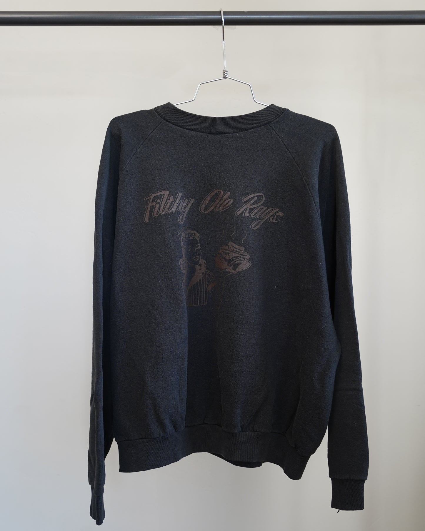 Filthy Ole Rags 80's Black Sweatshirt - Brown Back Print (XXL)