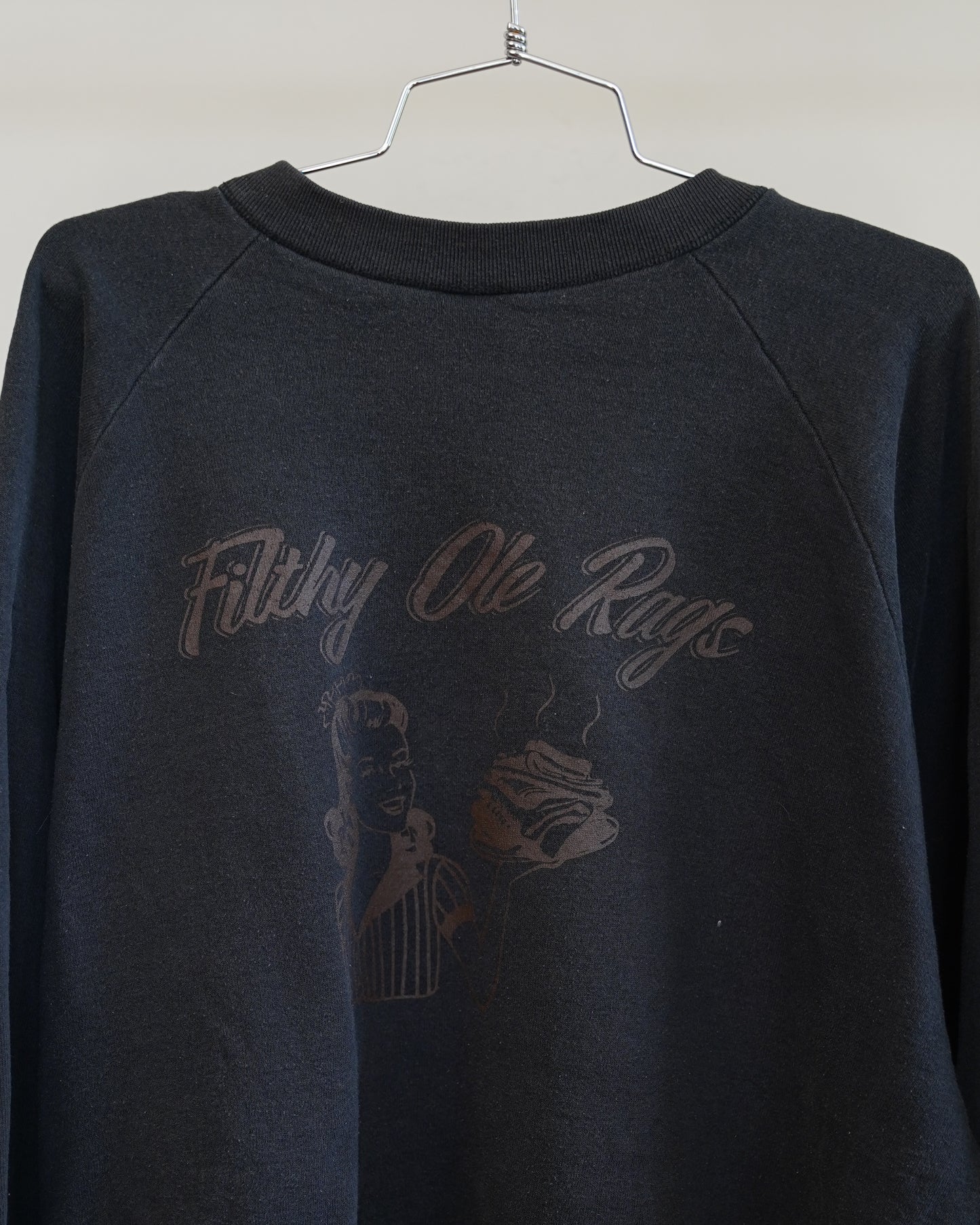 Filthy Ole Rags 80's Black Sweatshirt - Brown Back Print (XXL)