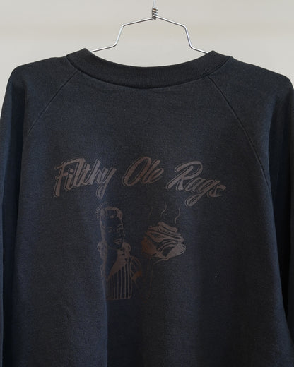 Filthy Ole Rags 80's Black Sweatshirt - Brown Back Print (XXL)