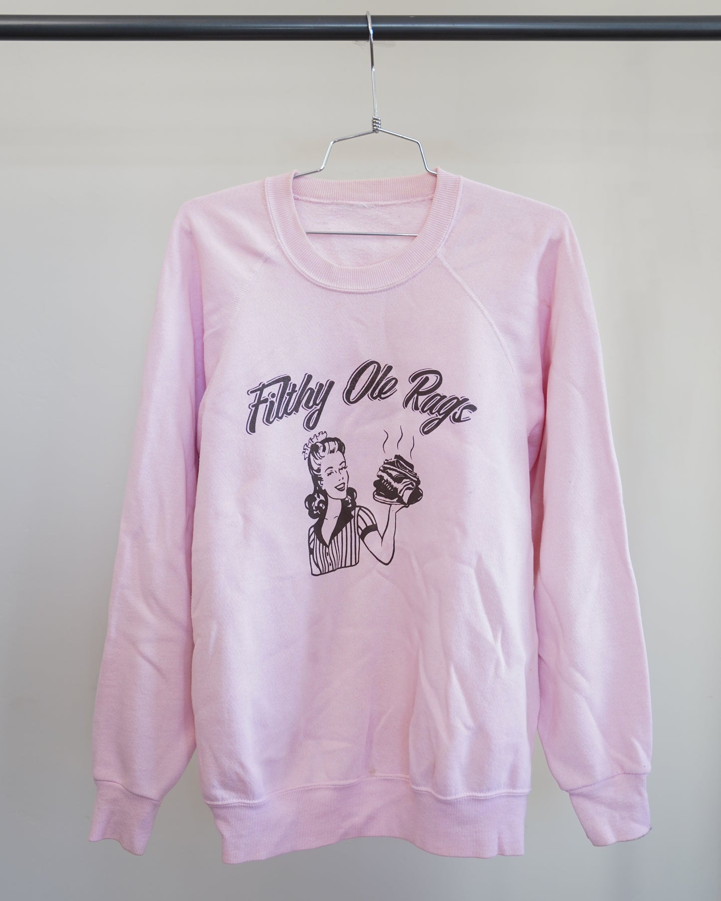 Filthy Ole Rags 80's Pink Sweatshirt - Brown Front Print (XL)