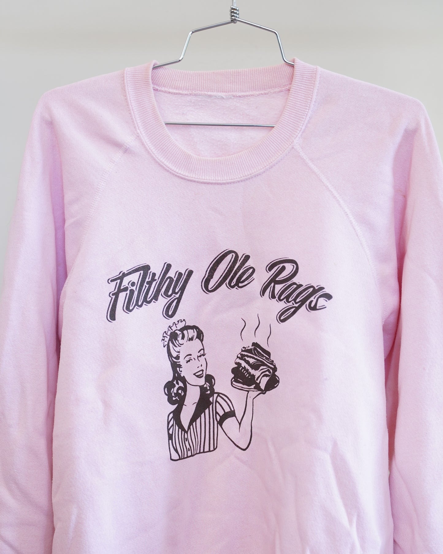 Filthy Ole Rags 80's Pink Sweatshirt - Brown Front Print (XL)