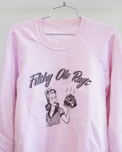 Filthy Ole Rags 80's Pink Sweatshirt - Brown Front Print (XL)