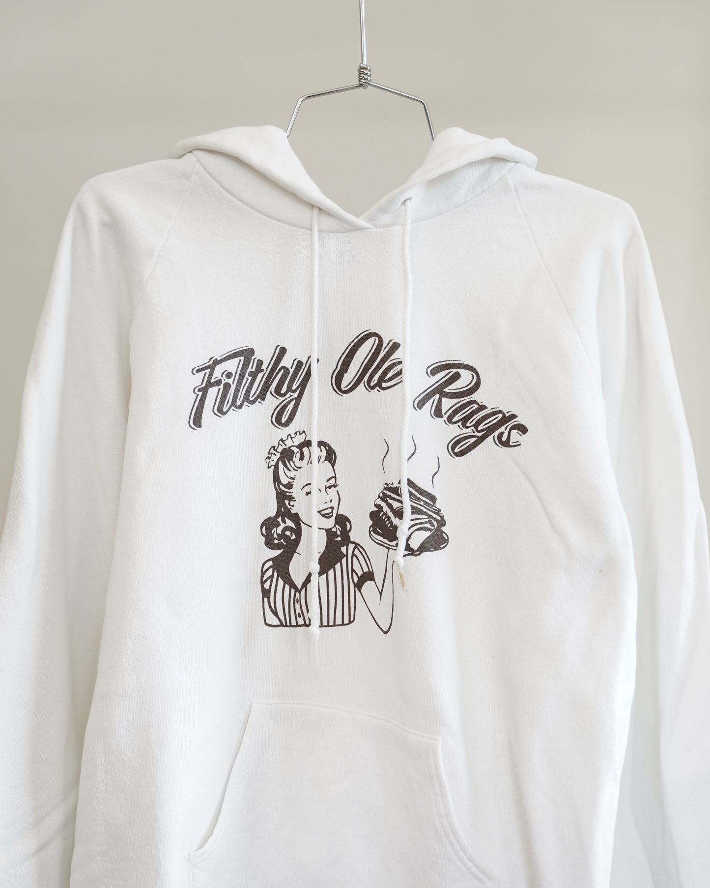 Filthy Ole Rags 90's Hoodie - Brown Front Print (Large)