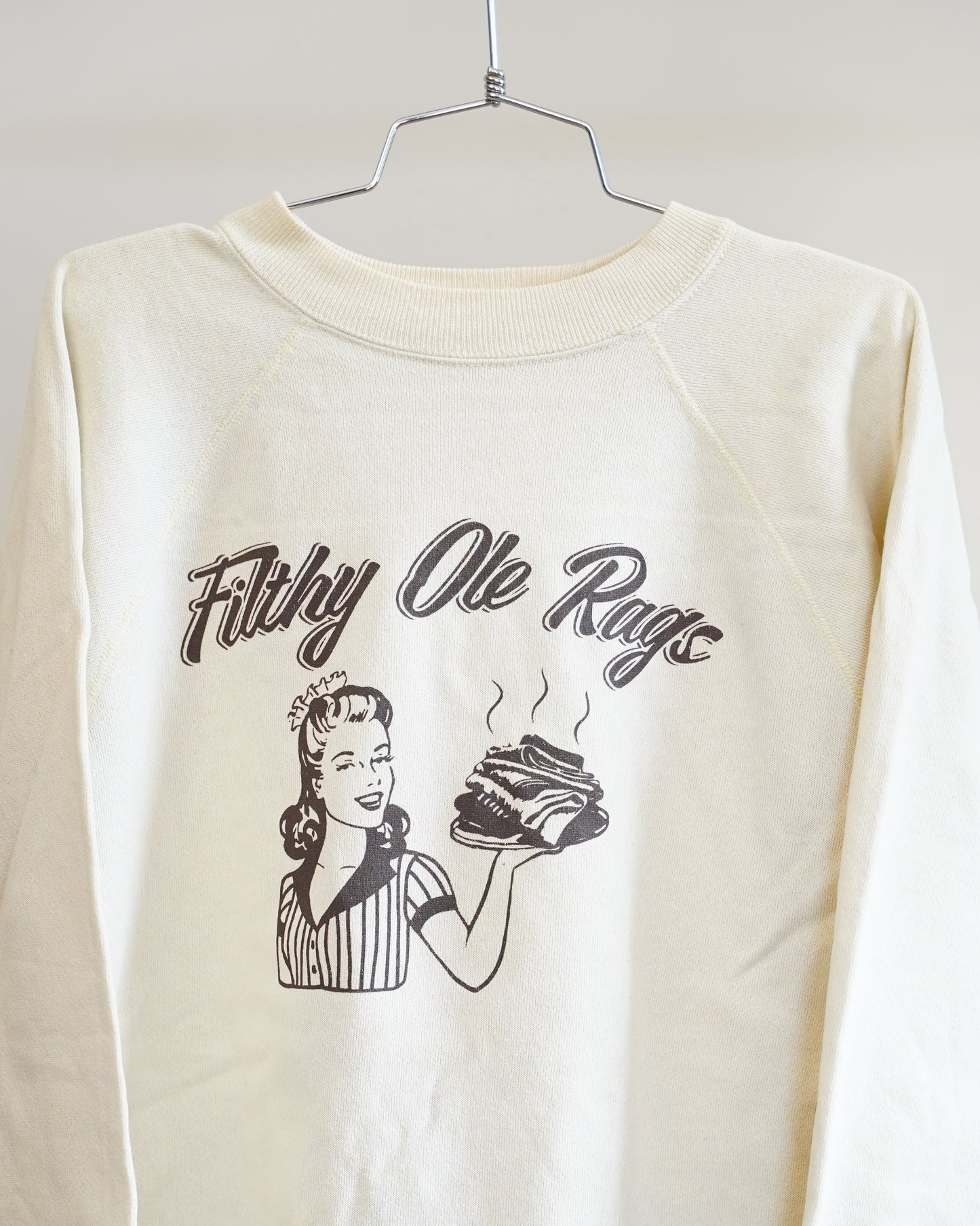 Filthy Ole Rags 80's Yellow Sweatshirt - Brown Front Print (Small)