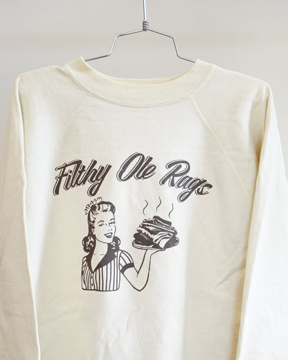 Filthy Ole Rags 80's Yellow Sweatshirt - Brown Front Print (Small)