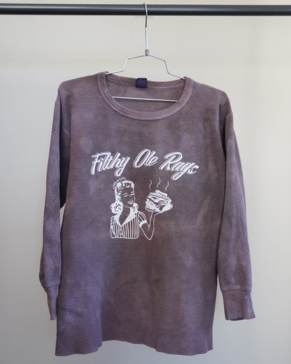 Filthy Ole Rags Overdyed Brown Thermal - White Front Print (Large)