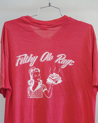 Filthy Ole Rags 80's Faded Red Tee - White Back Print (XL)