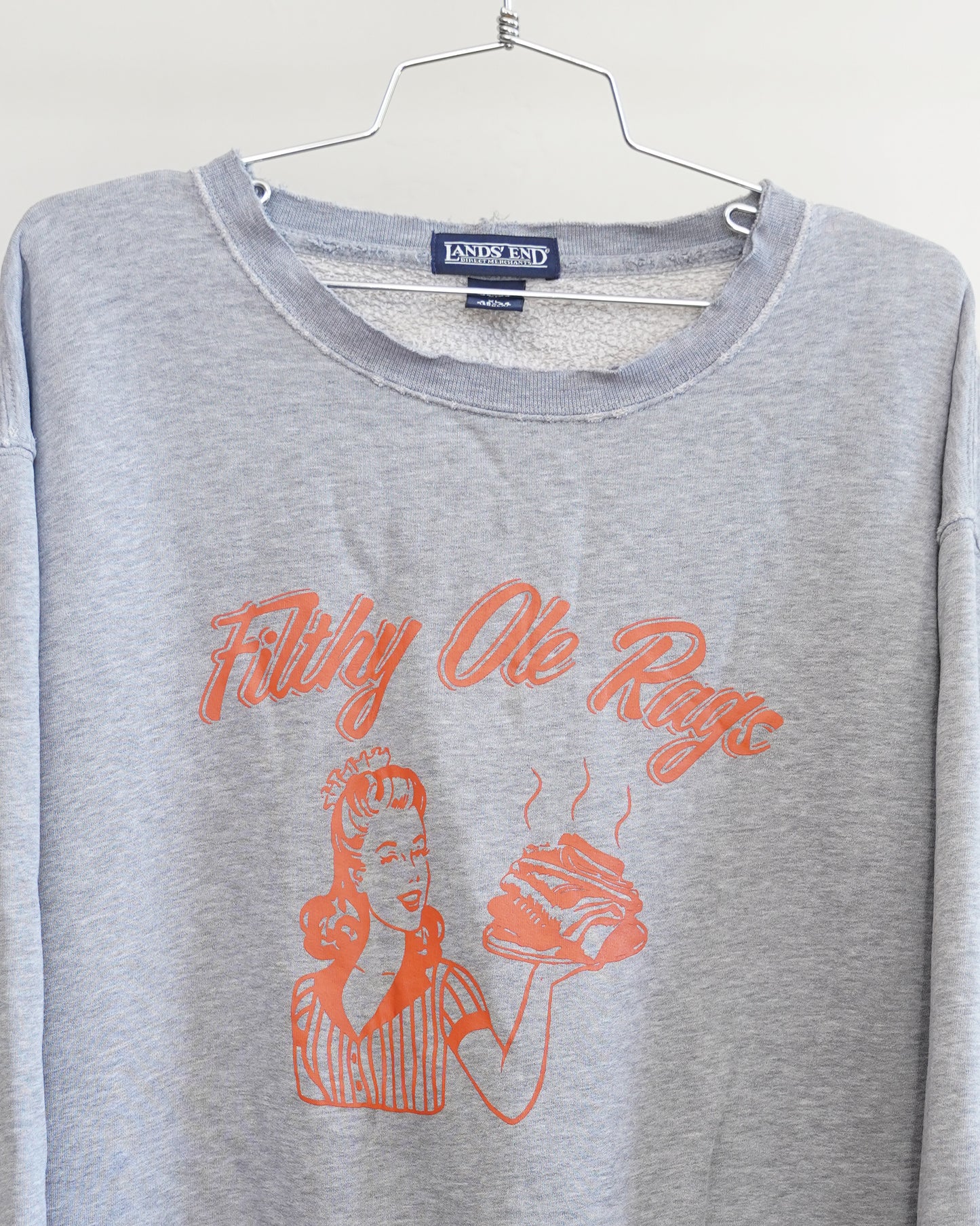 Filthy Ole Rags 90's Gray Sweatshirt - Orange Front Print (XXL)