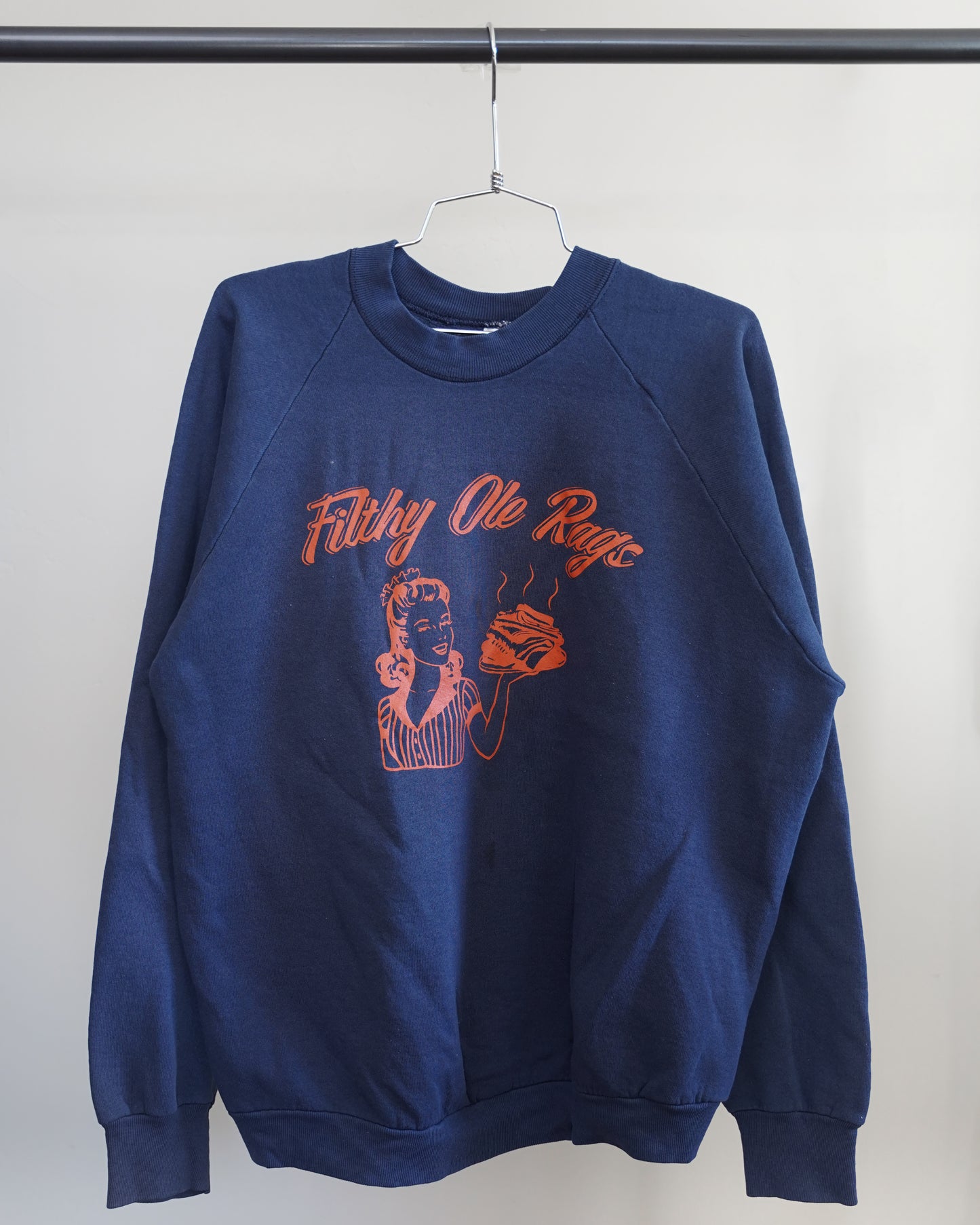 Filthy Ole Rags 90's Sweatshirt - Orange Front Print (Large)