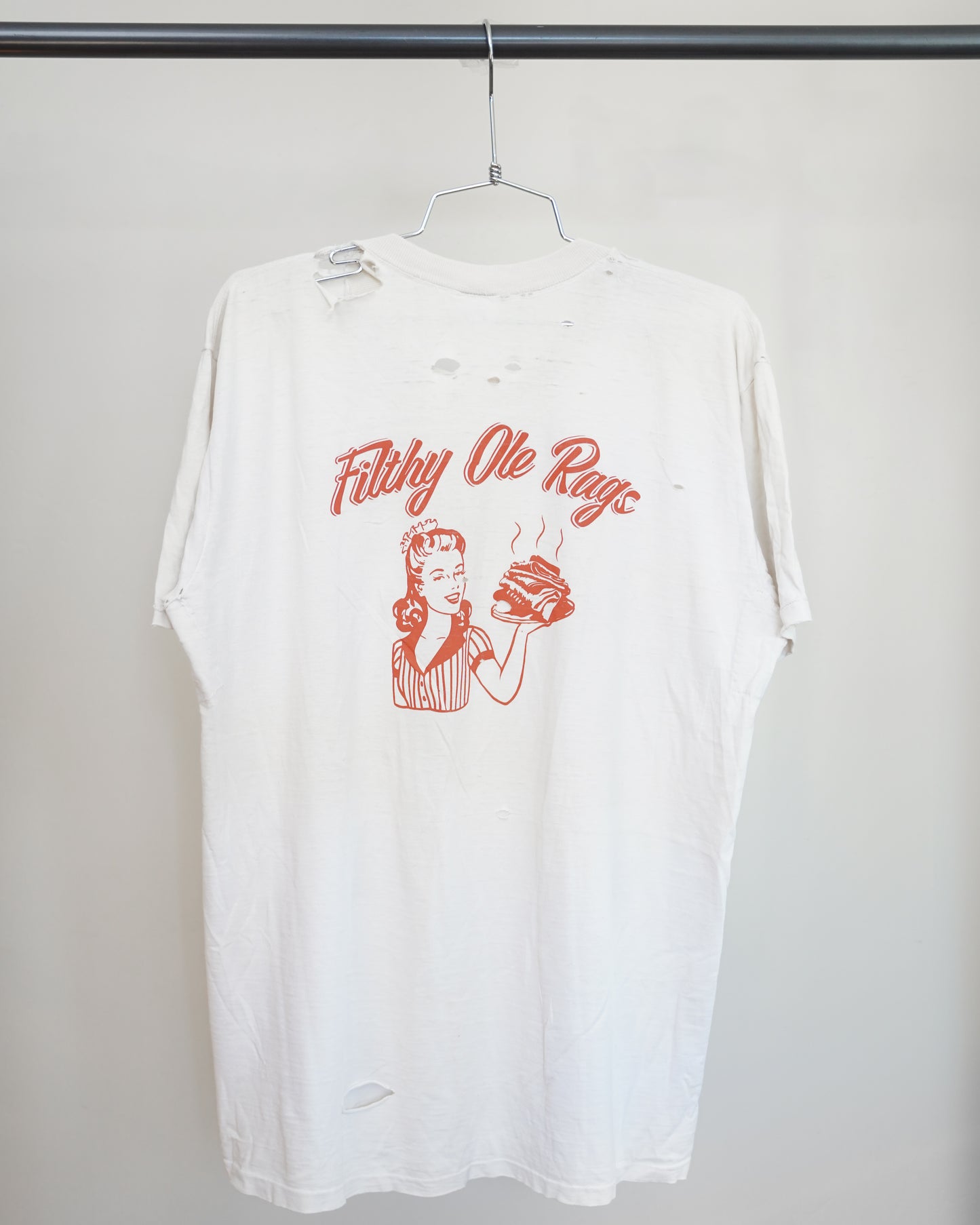 Filthy Ole Rags 70's Thrashed Tee - Orange Back Print (XL)
