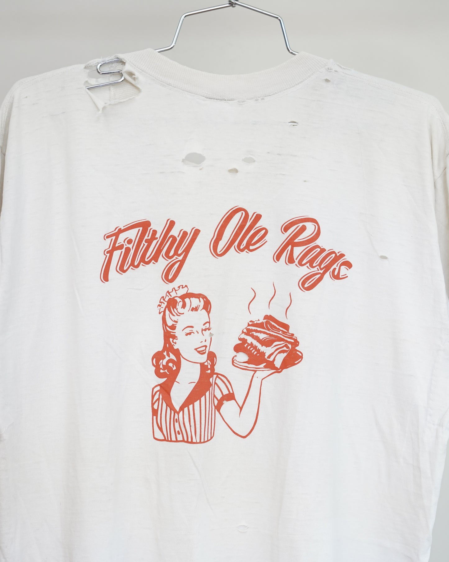 Filthy Ole Rags 70's Thrashed Tee - Orange Back Print (XL)