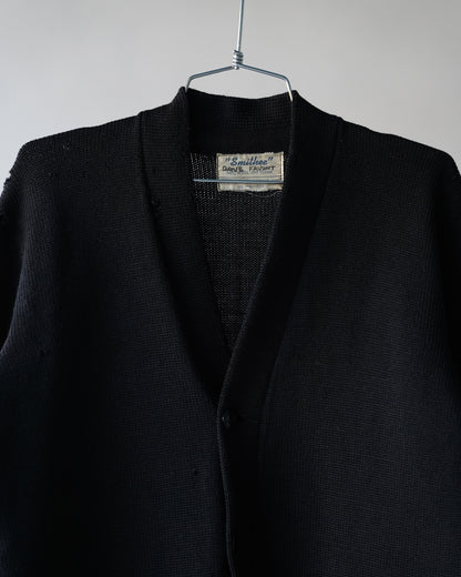 50's Black Collegiate Cardigan - Large