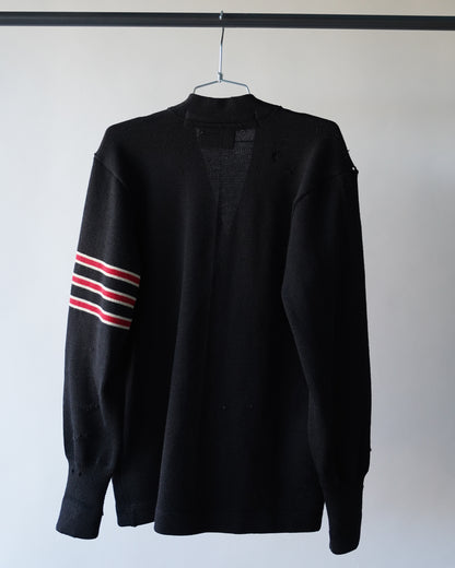 50's Black Collegiate Cardigan - Large