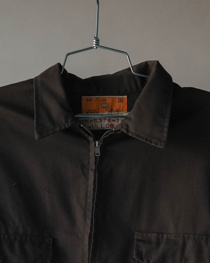 70's Brown Cotton Work Jacket - Large