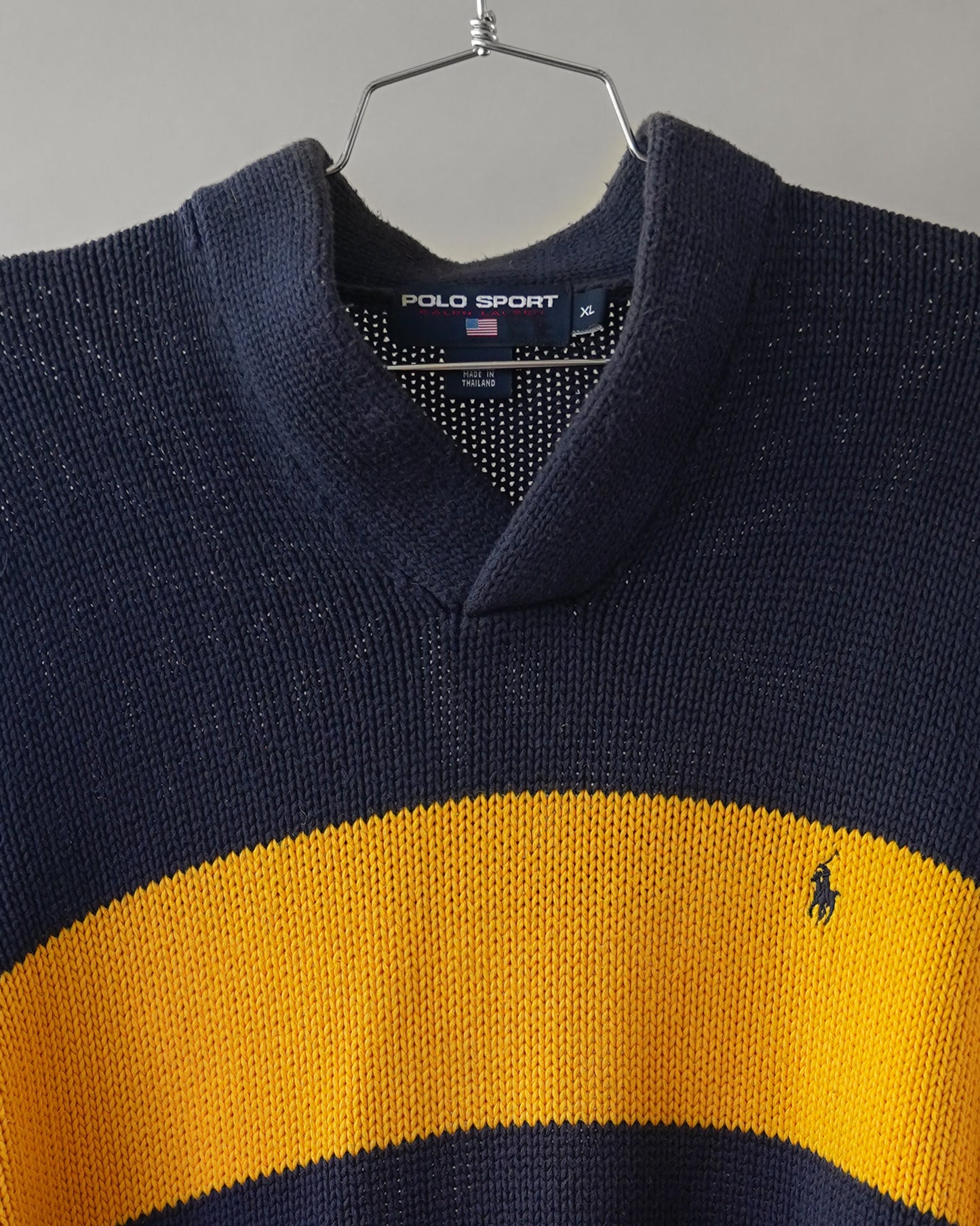 90's Blue & Yellow Polo Sport Knit Sweater - XL