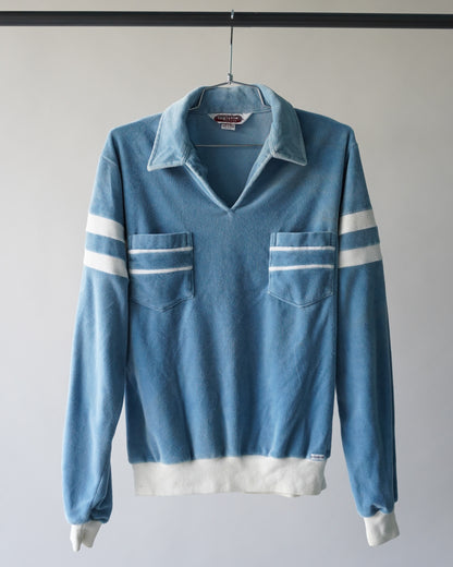 70's Velour Polo Shirt - Medium