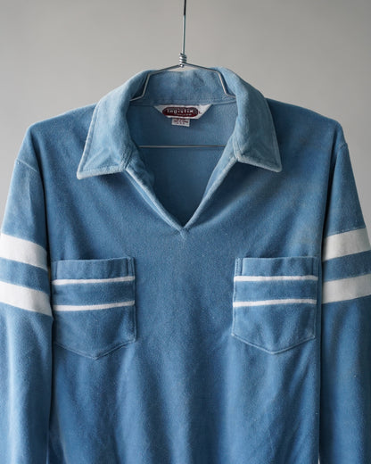 70's Velour Polo Shirt - Medium