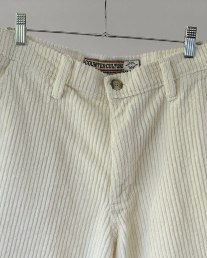 90's Counter Culture White Corduroy Shorts - 32x21
