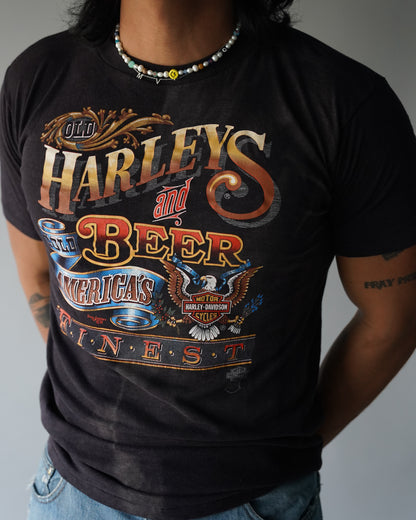 80's Harley Davidson 3D Emblem Tee - Large