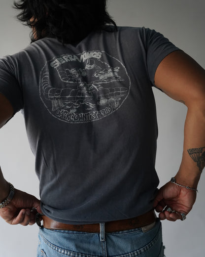 80's Faded Black Piranha Tee - Medium