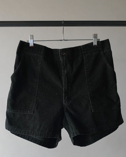 80's Black Corduroy Shorts - 33 Waist